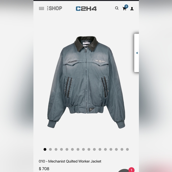 C2H4 Mechanist Quilted Workers Jacket Denim Blue Size XL New With Tags - Picture 10 of 16